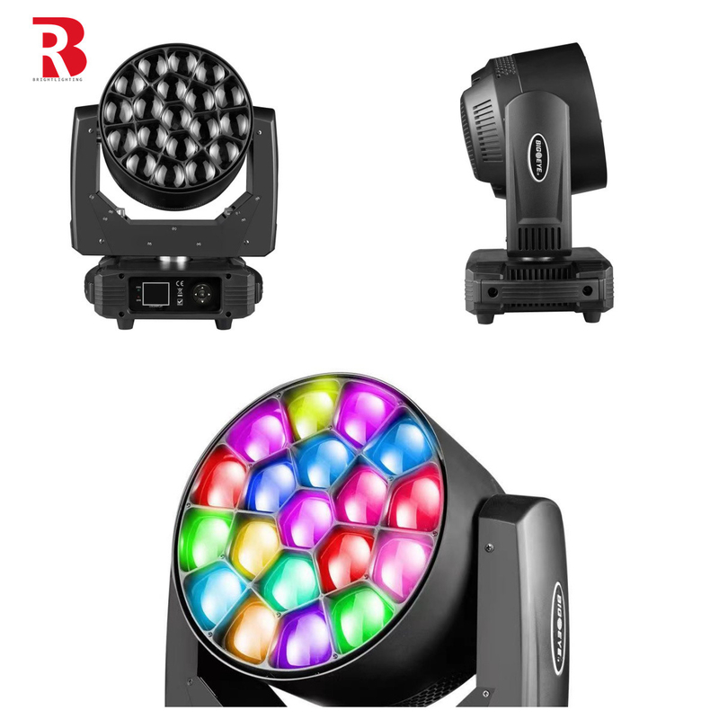 19pcs*15w RGBW জুম আই এলইডি মুভিং হেড স্টেজ লাইট ডিজে বিয়ের সজ্জা জন্য
