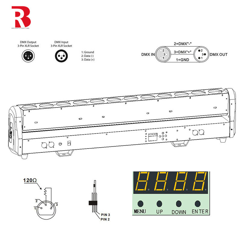 370W LED বার লাইট 12*30W 13/57CH LED মুভিং হেড লাইট বিনোদনের জন্য