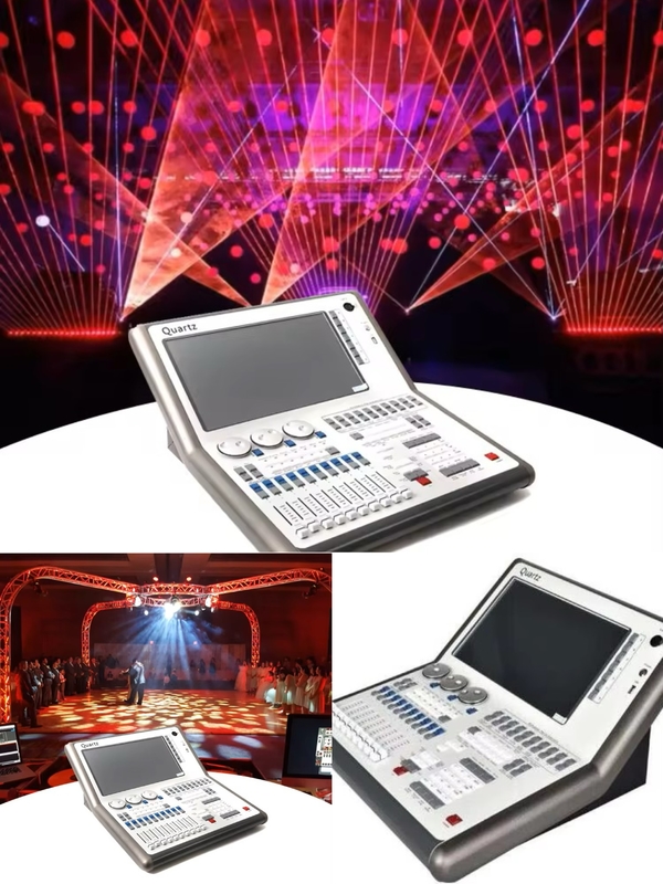 DMX512 স্টেজ ডিজে ডিস্কো নেতৃত্বাধীন আলো ফ্লাইট কেস সহ কোয়ার্টজ আলো কনসোল