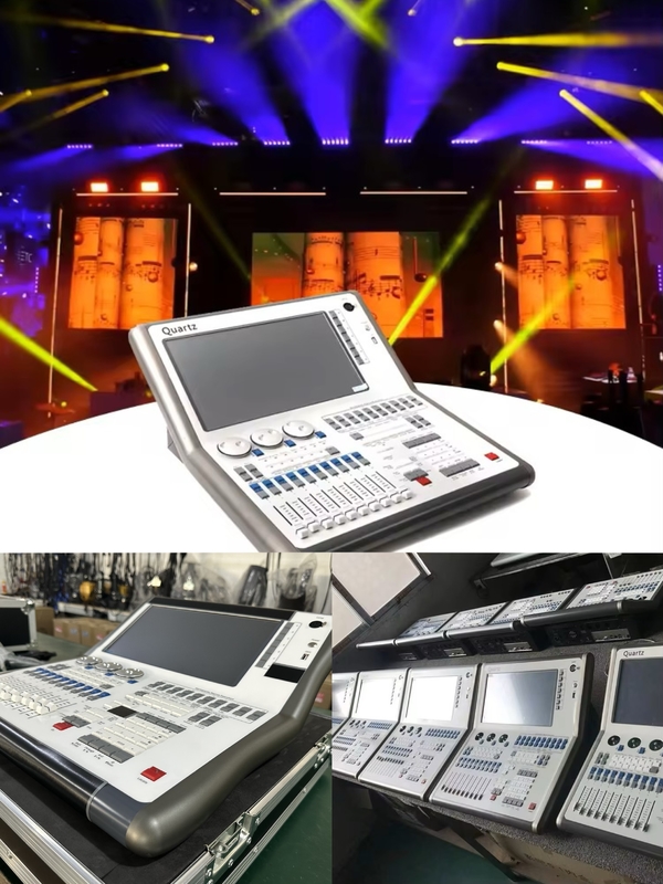 DMX512 স্টেজ ডিজে ডিস্কো নেতৃত্বাধীন আলো ফ্লাইট কেস সহ কোয়ার্টজ আলো কনসোল