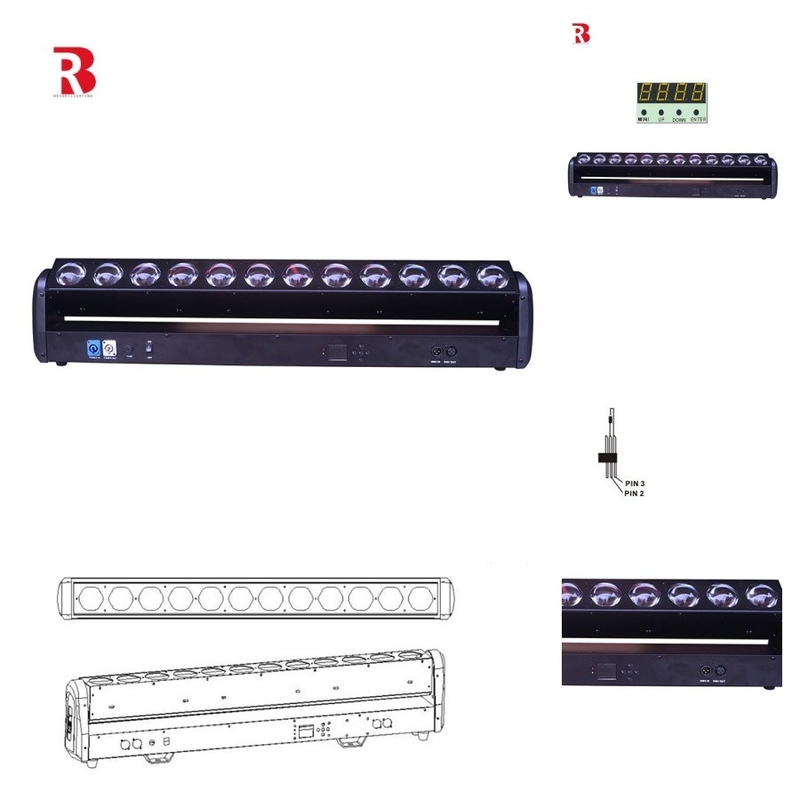 ডিস্কো ডিজে 12x30W এলইডি মুভিং হেড লাইট বিম বার জুম ওয়াশ কনসার্ট বিয়ের টিপটপ লাইট
