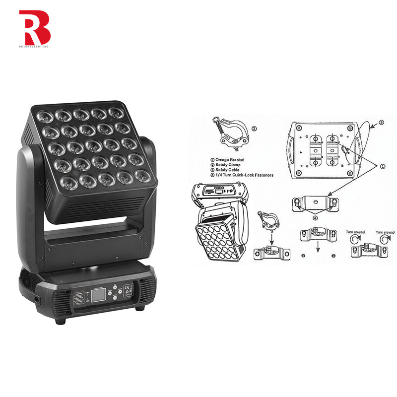 5x5 প্যানেল 25x10W RGBW 4In1 মুভিং হেড স্টেজ লাইট ম্যাট্রিক্স DMX ডিজে নাইট ক্লাবের জন্য