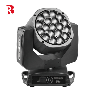 LED মুভিং হেড ওয়াশ এবং রোটেশন 19x15W 4 ইন 1 স্টেজ শো জন্য Beeye হালকা